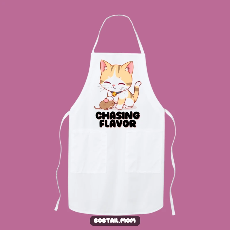 Funny Bobtail Cat Mouse Apron: Cook with Playful Feline Fun and Style