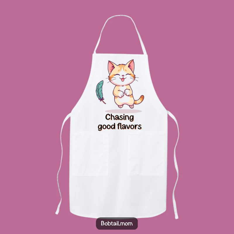Funny Bobtail Cat Apron: Playful Leap Cooking Fun, Cat Lover Gift