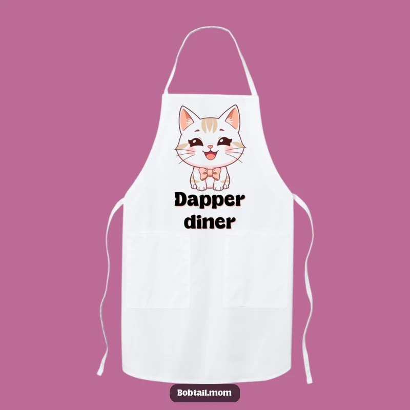 Funny Bobtail Cat Bowtie Apron - Dapper Kitty Kitchen Fun Gift