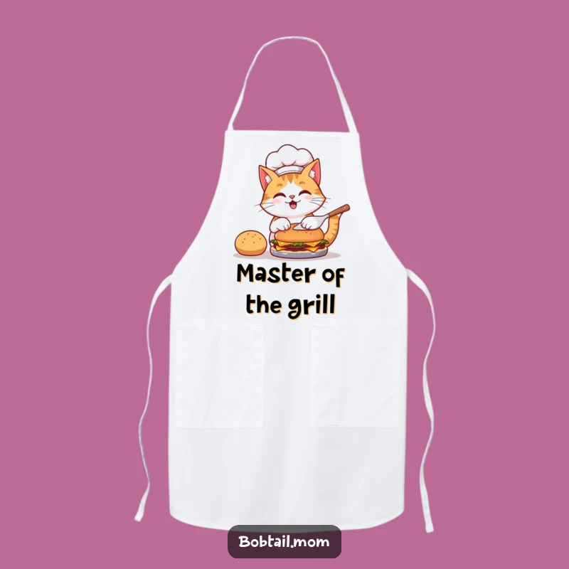 Funny Bobtail Cat Chef Apron: Keep Clean with Hilarious Burger Flipping Style