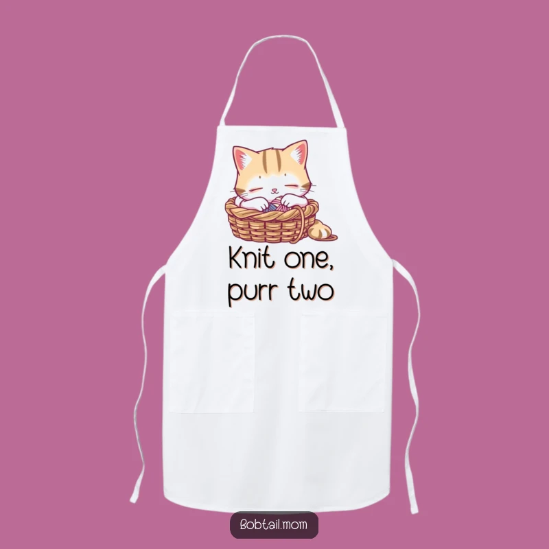 Funny Bobtail Cat Knitting Apron: Craft with Comfort and Humor