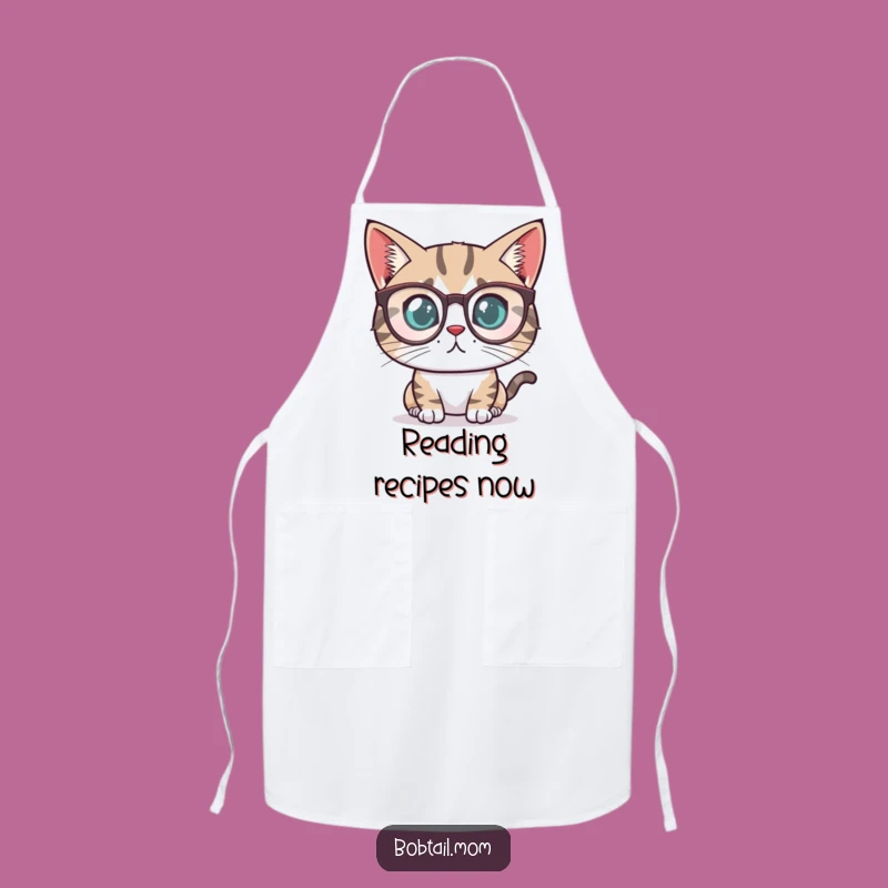 Funny Bobtail Cat Reader Apron: Cook with Determination and Intellectual Style