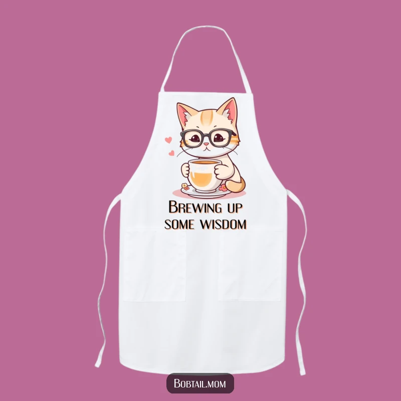 Funny Bobtail Cat Reading Apron: Keep Clean with Hilarious Bookish Style
