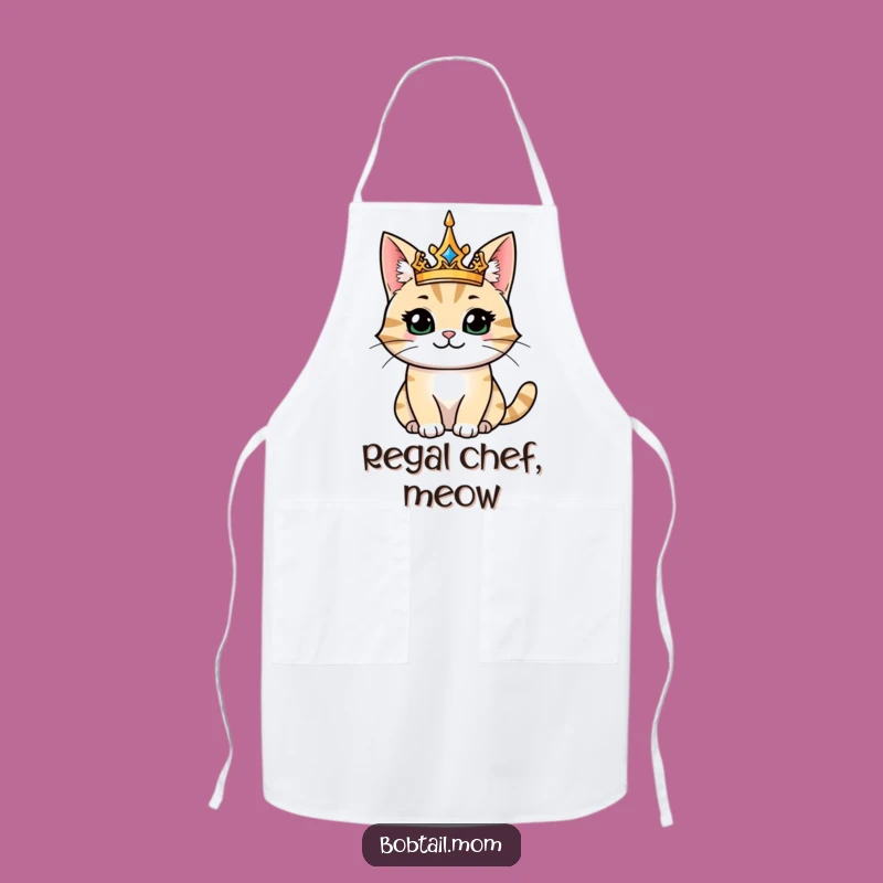 Funny Majestic Bobtail Cat King Apron: Rule the Kitchen with Style!