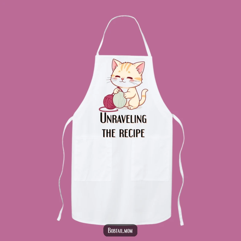 Funny Bobtail Cat Apron: Playful Kitchen Helper Yarn Design Gift