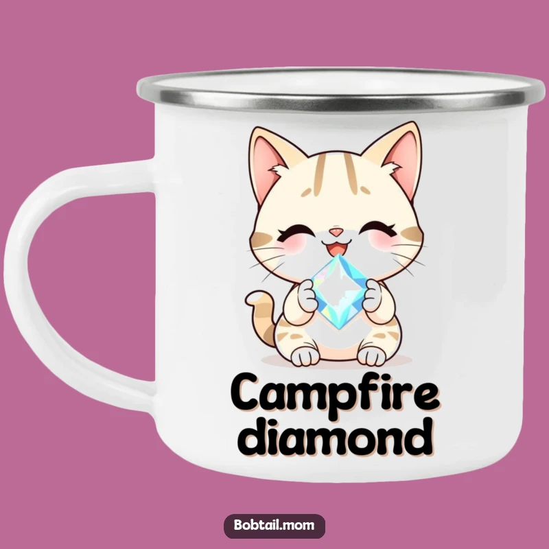 Durable Funny Bobtail Cat Gem Camping Mug: Sip Happiness on Your Adventures