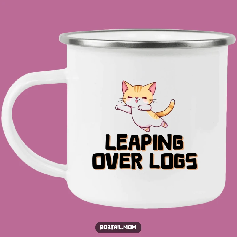 Funny Bobtail Cat Ballerina Camping Mug - Graceful Adventures & Hilarious Sips