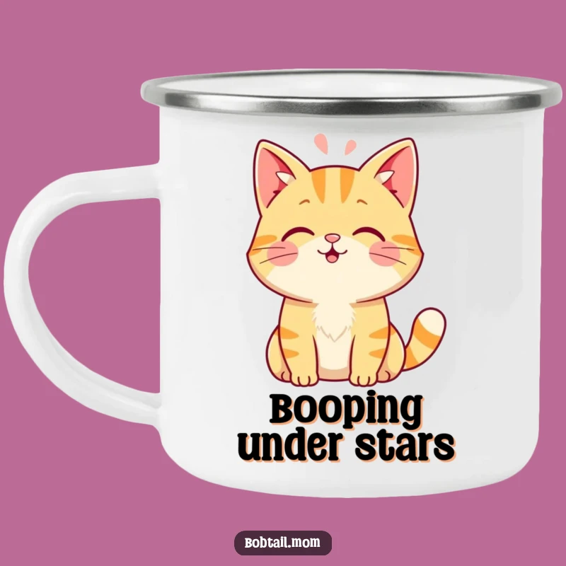 Funny Bobtail Cat Camping Mug: Purrfect Sips with a Head Boop Design Gift
