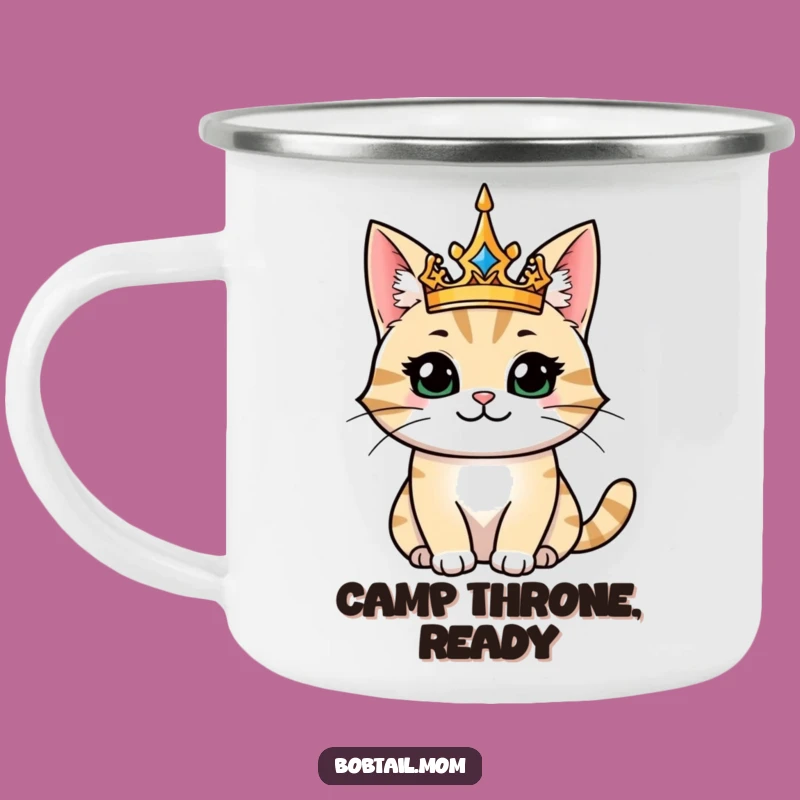 Funny Majestic Bobtail Cat King Camping Mug: Rule Your Campsite!