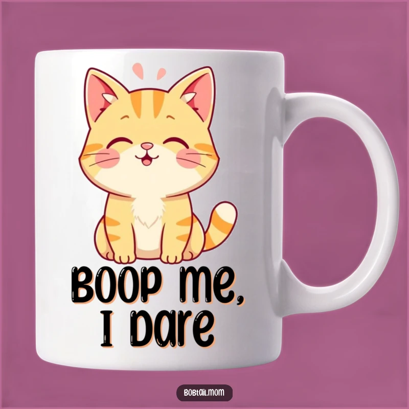 Funny Bobtail Cat Mug: Friendly Head Boop Design for a Purrfect Gift