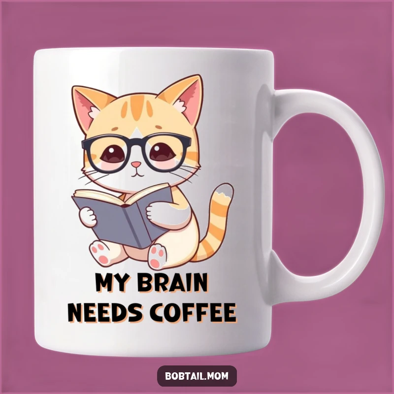 Funny Bobtail Cat Reading Glasses Mug: The Perfect Gift for Bookish Feline Lovers