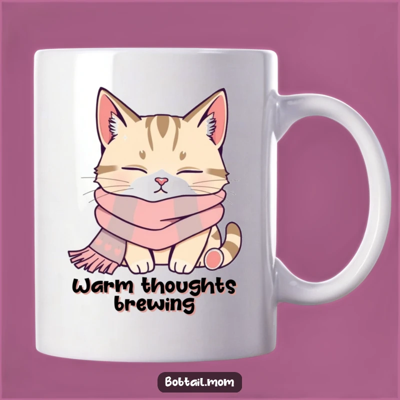 Funny Bobtail Cat Scarf Mug: Cozy Nap Time Cat Gift