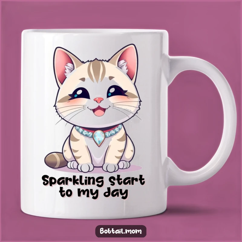 Funny Bobtail Cat Happy Collar Mug: A Content Feline Gift for Joyful Cat Lovers