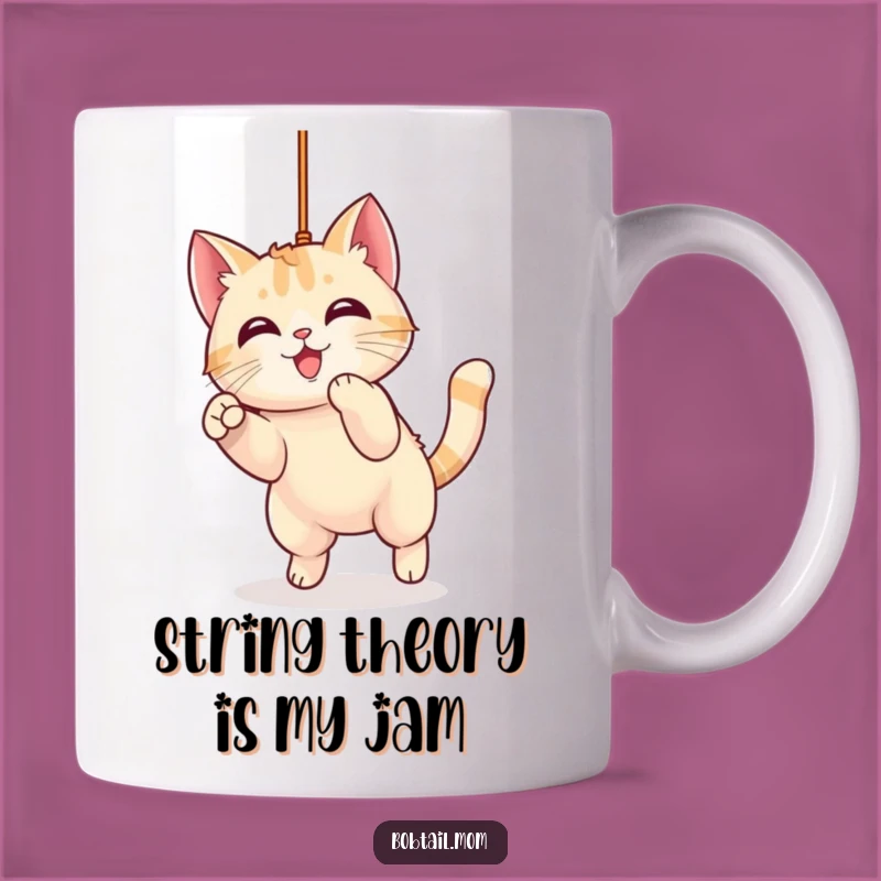 Funny Kawaii Bobtail Cat Pouncing Mug: A Playful Gift for Cat Lovers