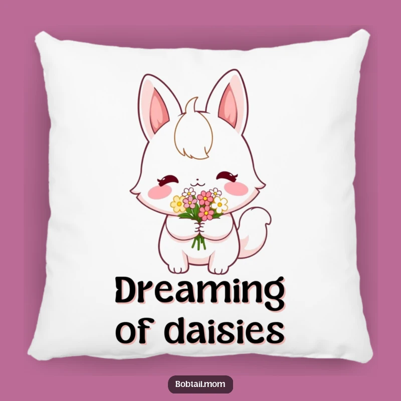 Funny Shy Bobtail Flower Pillow: Cozy Sweetness, a Hilarious Home Accent