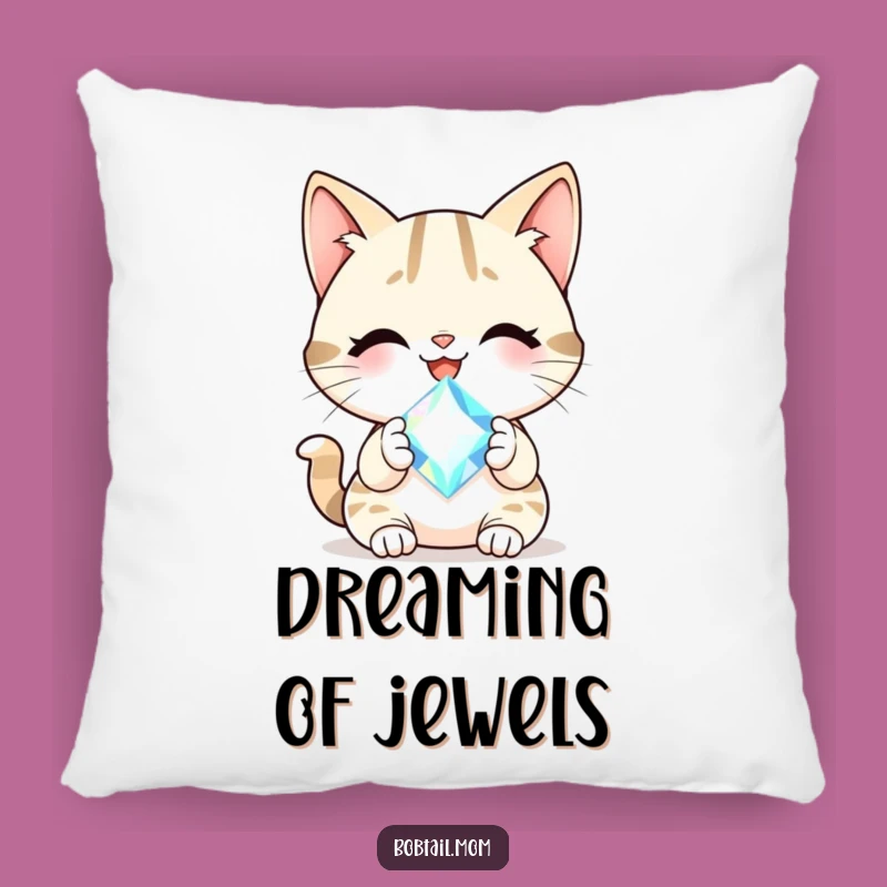 Soft Funny Bobtail Cat Gem Pillow: Cuddle Up with Cheerful Sparkle