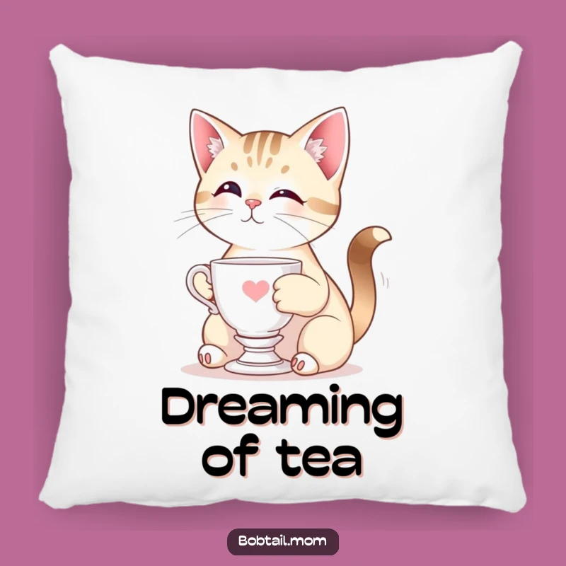 Funny Bobtail Cat Teacup Pillow - Plush Elegance & Hilarious Comfort