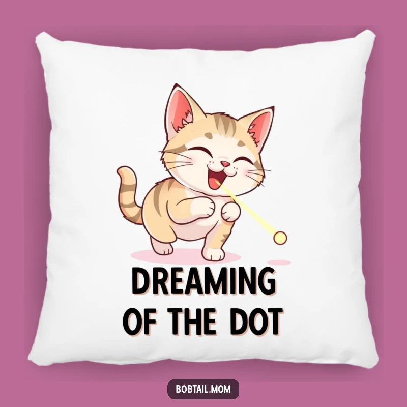 Funny Bobtail Cat Pillow: Cozy & Hilarious Laser Chase Decor, Perfect Gift