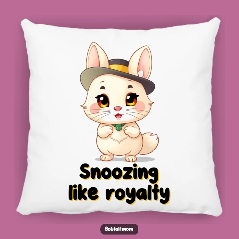 Funny Bobtail Sassy Hat Pillow: Comfy Cat Charm, a Hilarious Home Decor Accent