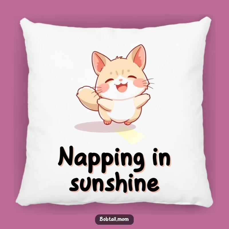 Funny Bobtail Sunbeam Chase Pillow: Cozy Happiness, a Hilarious Home Accent