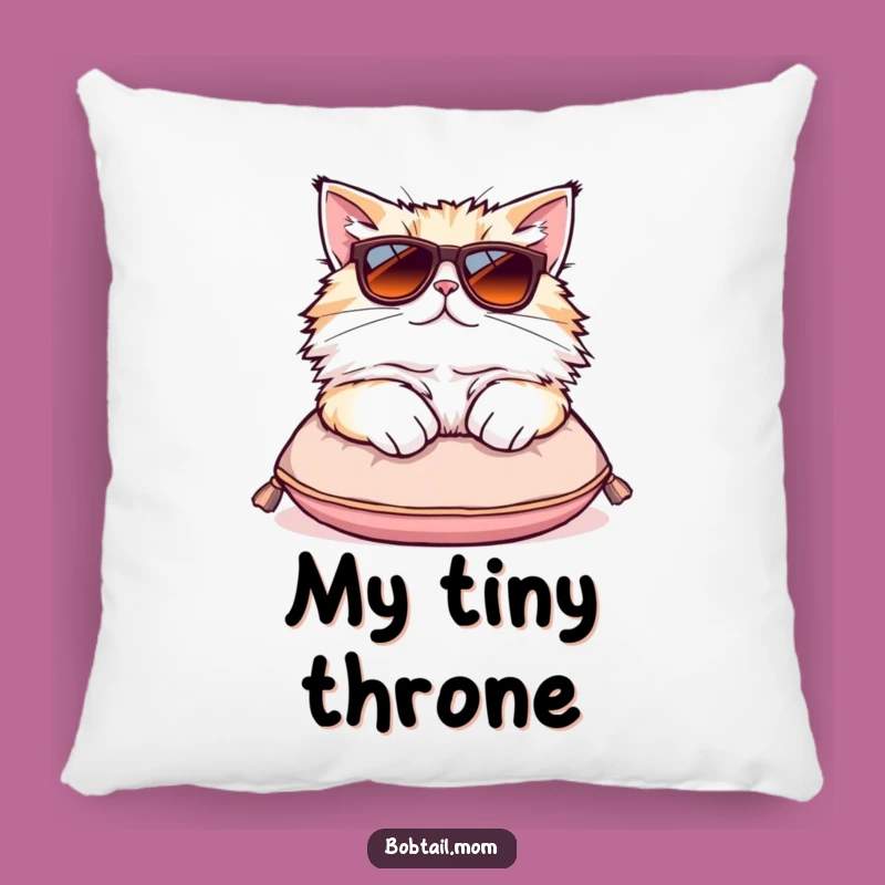 Funny Bobtail Cat Sunglasses Pillow - Cozy Lounging Accent Gift