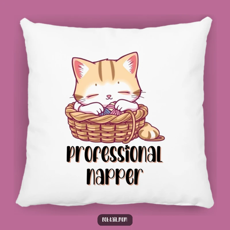 Funny Bobtail Cat Knitting Pillow: Comfy Accent for Cozy Spaces