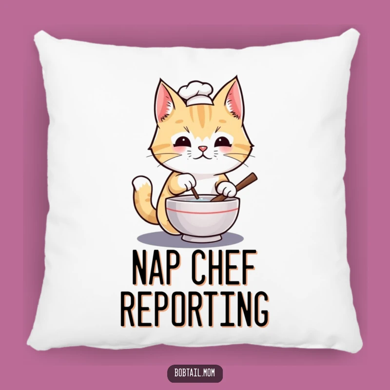 Soft Funny Bobtail Cat Chef Pillow: Cuddle Up with Culinary Comedic Comfort
