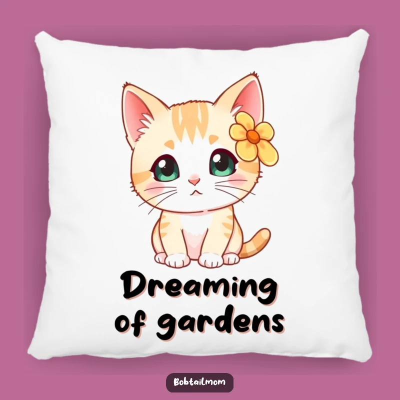Soft Funny Bobtail Cat Flower Pillow: Cuddle Up with Curious Comfort
