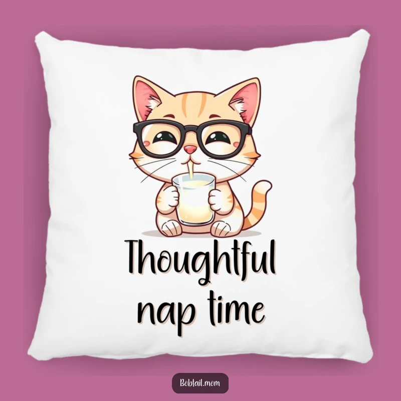 Funny Bobtail Cat Glasses Pillow: Comfy Accent for Smart Spaces