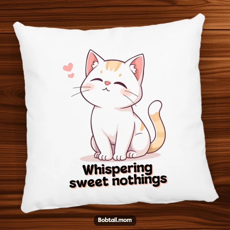 Funny Bobtail Cat Pillow featuring a Bobtail cat with a gentle tail swish and soft meow, offering plush comfort and sweetness.