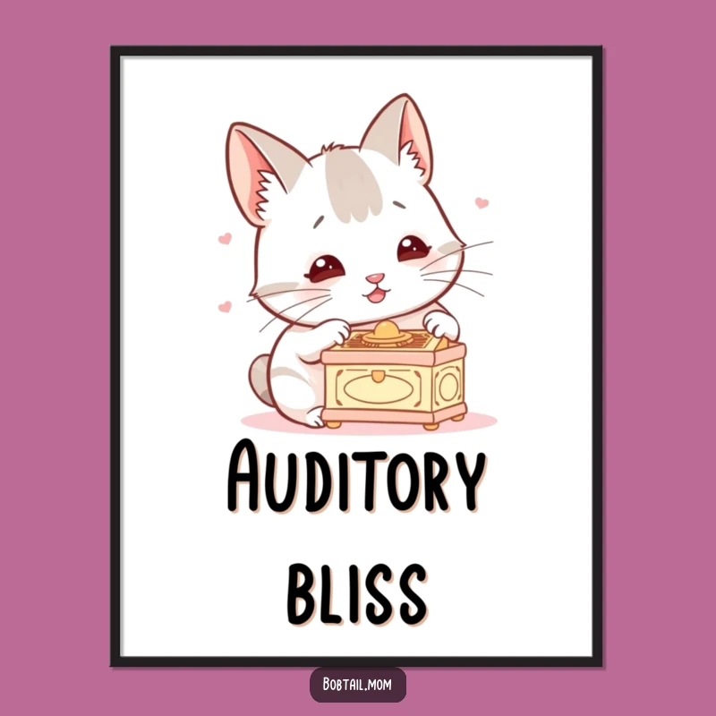 Funny Bobtail Music Box Digital Art: Instant Dog Download, Whimsical & Charming Funny Gift