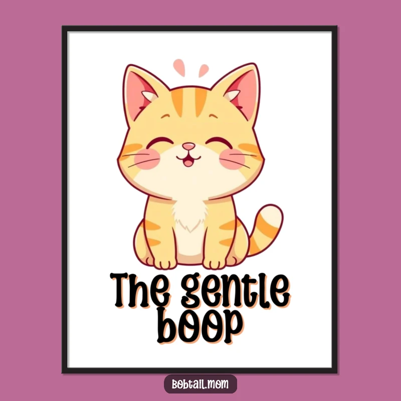 Funny Bobtail Cat Digital Art: Instant Cuteness with a Head Boop Design Print Gift