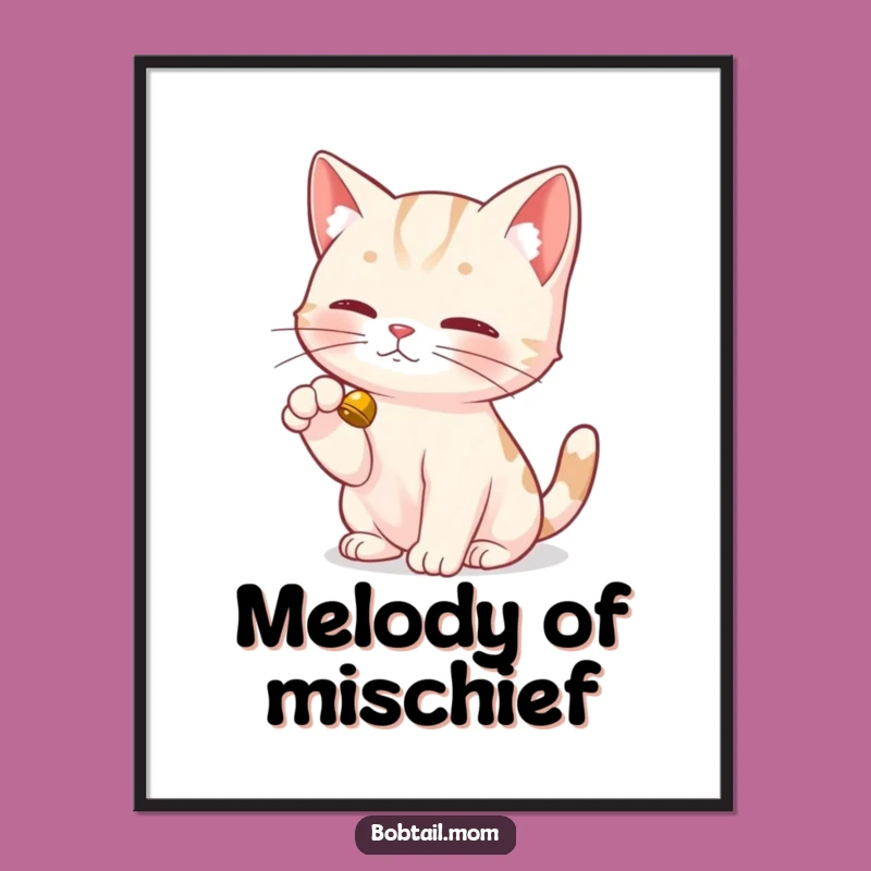 Funny Bobtail Cat Digital Art: Dainty Paw Decor, Instant Playful Gift