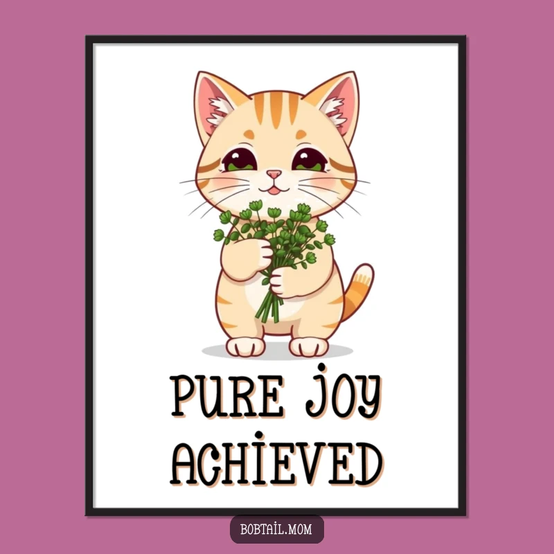 Funny Catnip Bobtail Cat Print: Instant Happiness Art for Your Walls
