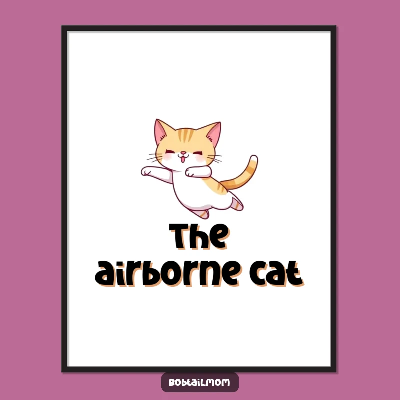 Funny Bobtail Cat Ballerina Digital Art - Instant Elegant & Hilarious Decor