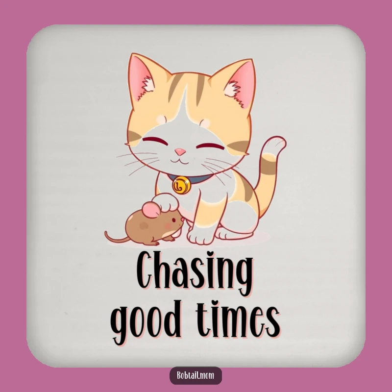 Funny Bobtail Cat Mouse Drink Coaster: Protect Surfaces with Playful Feline Style