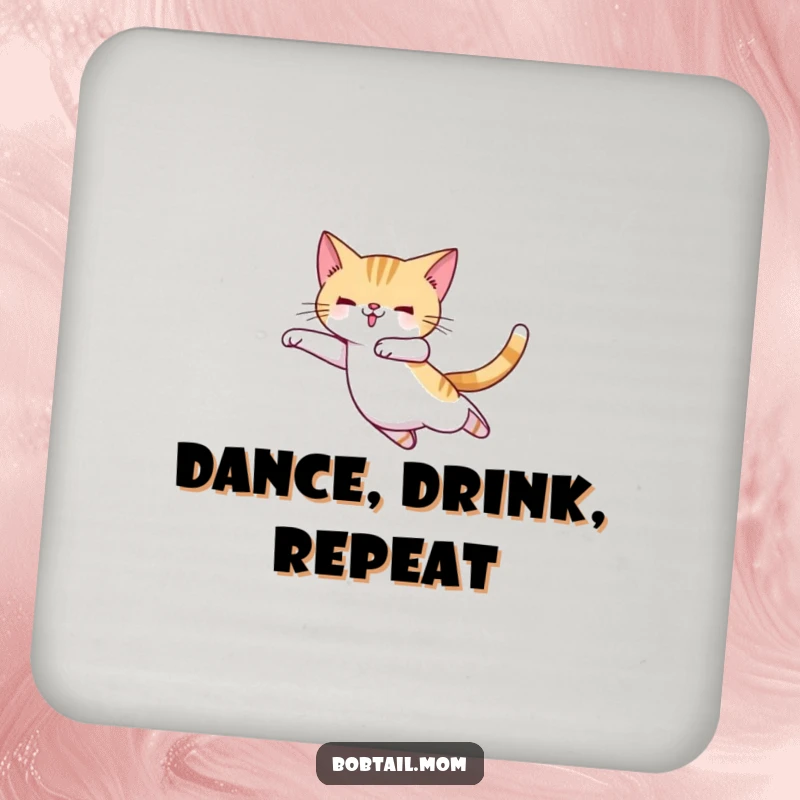 Funny Bobtail cat in ballet slippers, mid-leap, offering elegant and humorous surface protection.