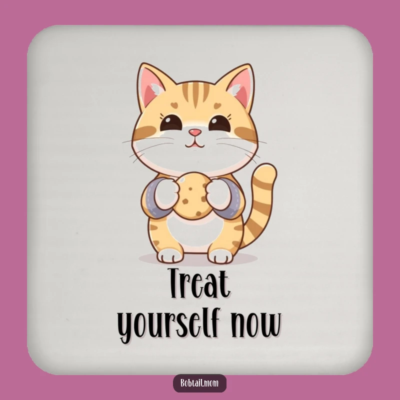 Funny Bobtail Cat Baker Coaster - Protect Surfaces with Cookie Humor