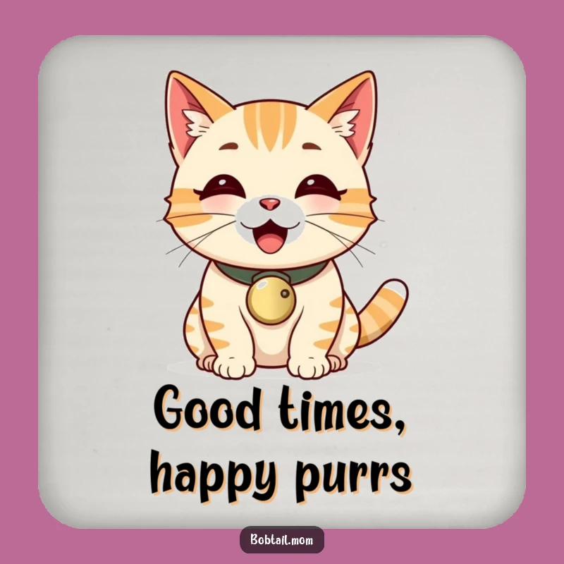 Funny Bobtail Cat Bell Collar Purr Coaster - Protect Surfaces with Cheerful Charm