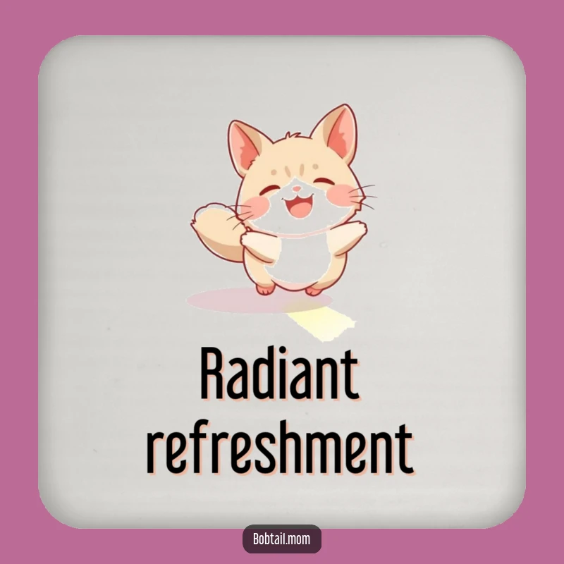 Funny Bobtail Sunbeam Chase Coaster: Protect Surfaces with Joy, a Hilarious Gift