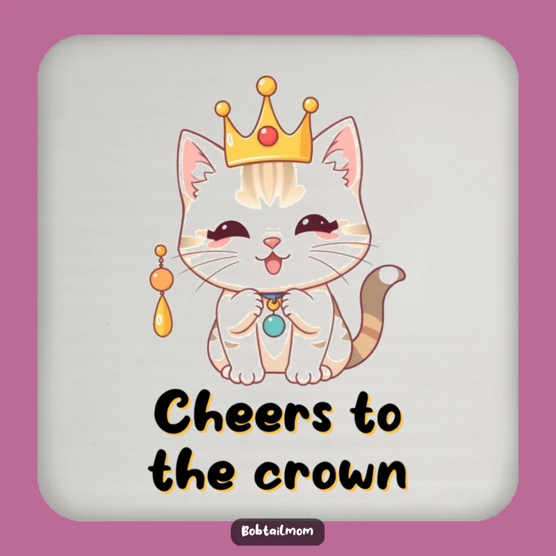 Funny Royal Bobtail Cat Coaster: Protect Surfaces with Regal Playfulness