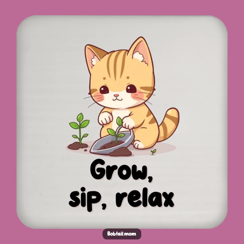 Funny Gardening Cat Bobtail Coaster Set - Protect Surfaces with Funny Gifts