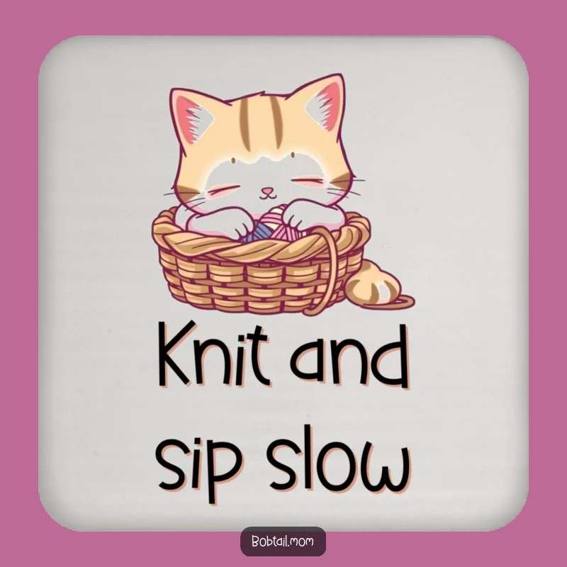 Funny Bobtail Cat Knitting Coaster: Protect Surfaces with Peace