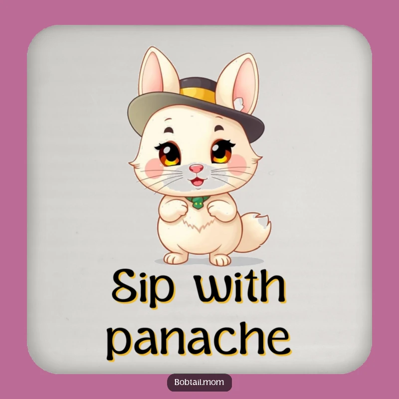 Funny Bobtail Sassy Hat Coaster: Protect Surfaces with Feline Finesse, a Hilarious Gift