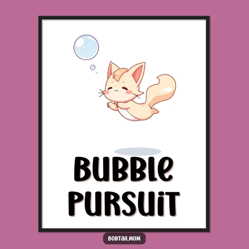 Funny Bobtail Bubble Leap Art Print: Joyful Dog Decor, Whimsical Wall Art, Perfect Gift