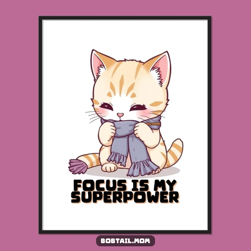 Funny Bobtail Cat Knitting Poster: Hilarious Wall Art for Cat and Craft Lovers