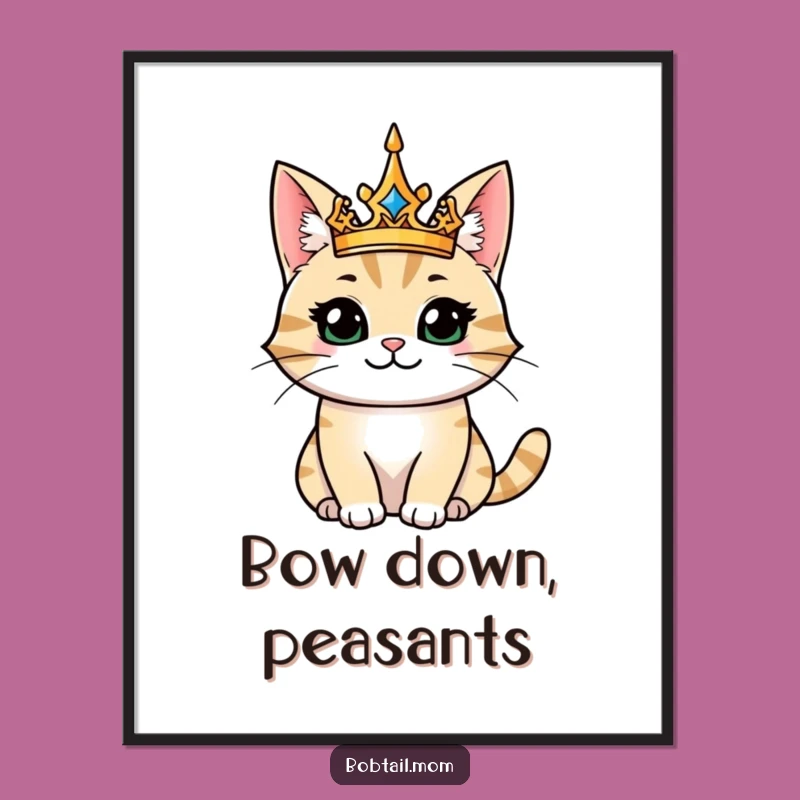 Funny Majestic Bobtail Cat King Poster: Royal Decree for Your Walls!