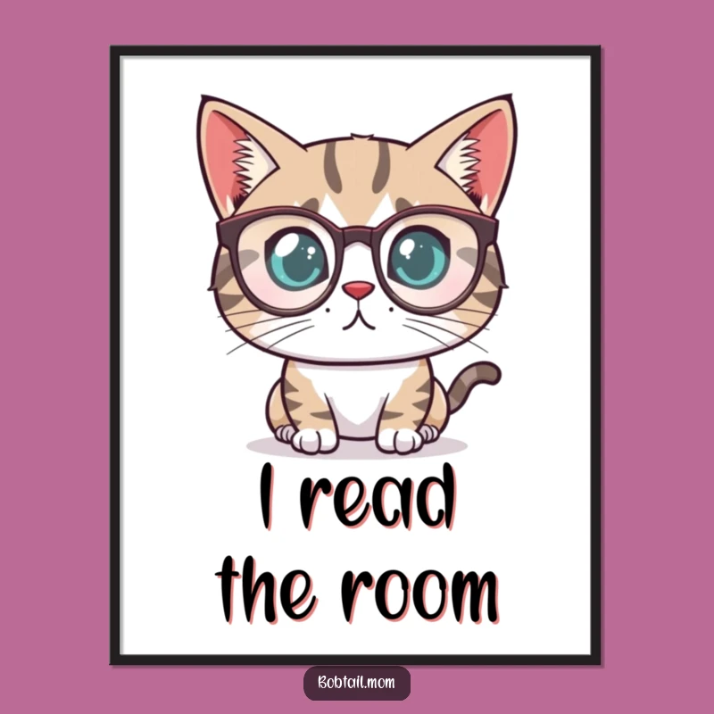 Funny Bobtail Cat Reader Poster: Intellectual Wall Art for the Determined Soul