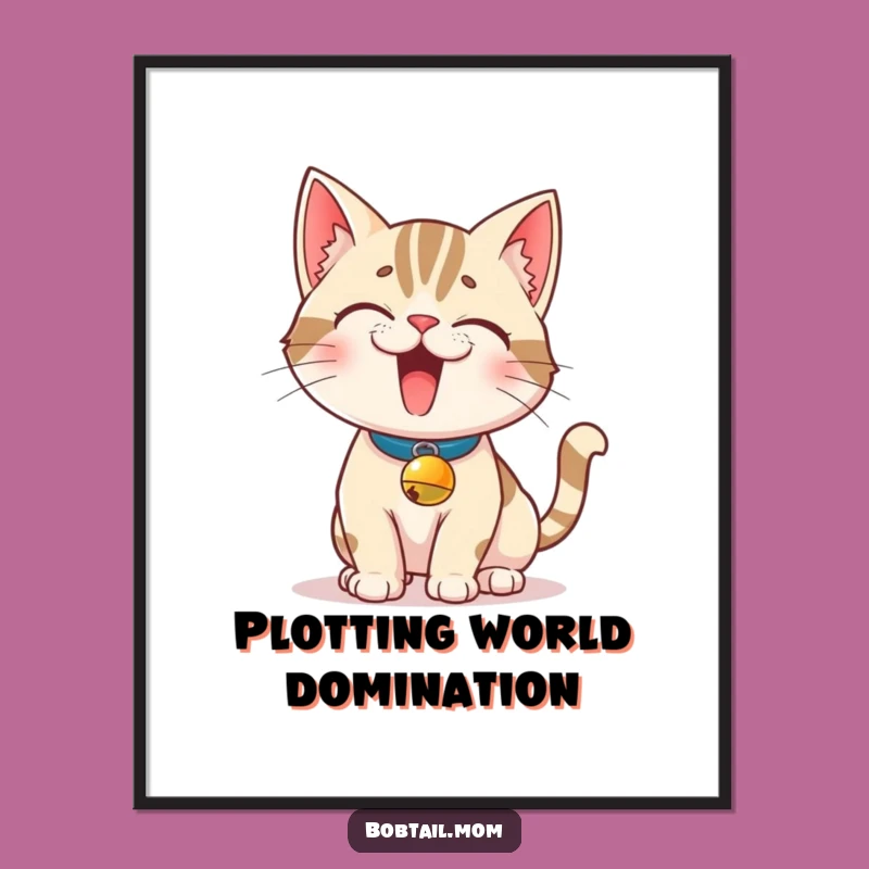 Funny Bobtail Cat Poster: Wall Art Full of Mischievous Feline Charm
