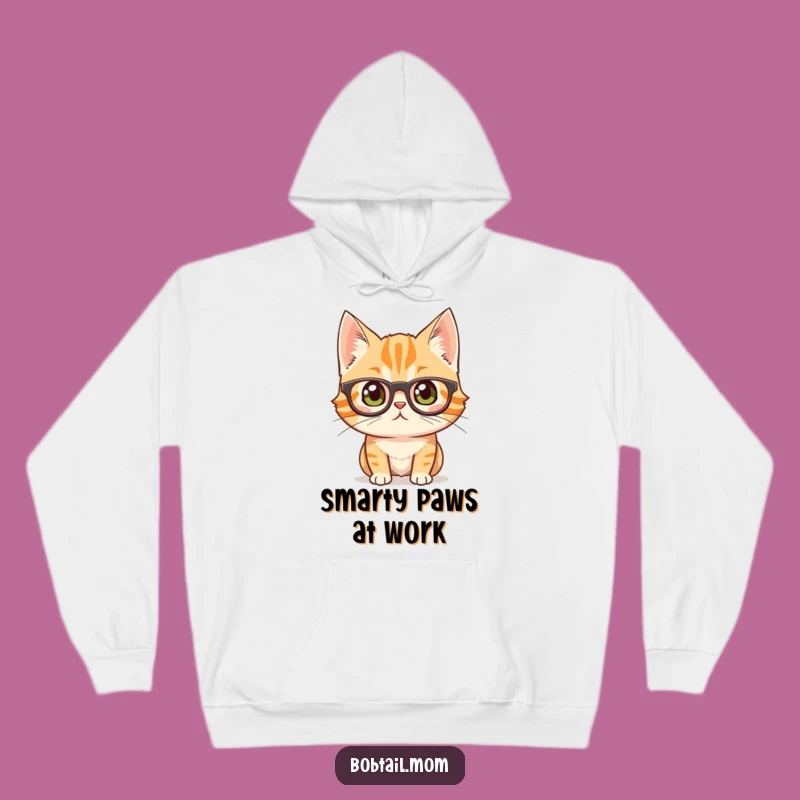 Cozy Funny Bobtail Cat Glasses Hoodie: Curious & Smart Wear